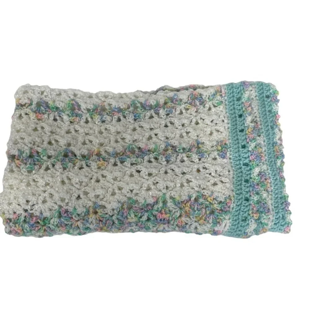 Handmade Crochet Baby Blanket Stripe Pastels‎ 34